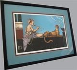 1998 Limited Edition lithograph "Dusk" by Michael Parkes, #64/80, archival framed, w/COA's, print size 25 1/2 x 18 1/2", sight 