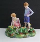 C/1920's Crown Staffordshire porcelain figural group, Children in a Flower Garden, 9 1/2"h. x 9" x 8" 