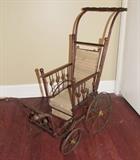 C/1890's Victorian child's doll size push stroller, Stick and ball design