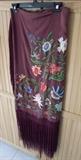 1920s Lg Hand Embroidered Silk Piano Scarf
