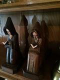 Carved monk book ends