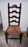 One of a set of 4 Ladderback/Rush Seat Chairs