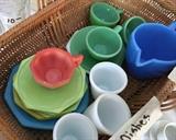 Vintage Agate Glass Doll Dishes