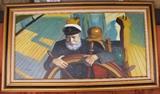 Original David Pelbam Sea Captain Oil Painting - VERY LARGE