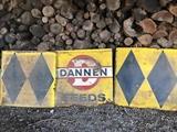Vintage Dannen Feeds 3 part metal sign