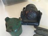 Cast iron fire cracker canon and mortar.
