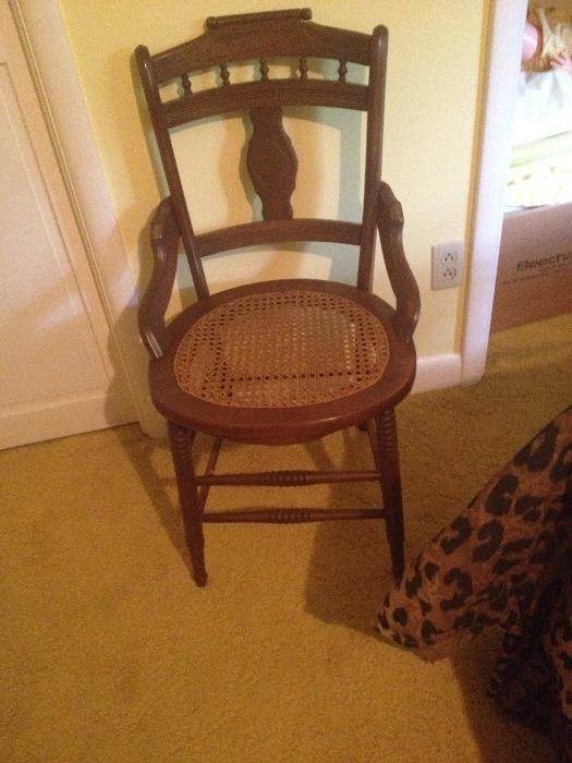 Unique vintage cane seat chair