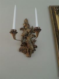 Pr. Gold sconces with dual Candle Holders