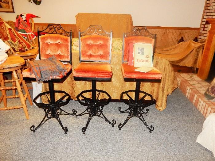 3 vintage and fun filled bar stools