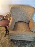 Mid-century stuffed wing back chair