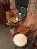 Vintage school desk and typewriter
