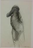 Thomas Moore, nude study, charcoal, 1976, 24x21, signed lower right in pencil
