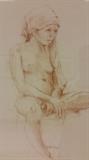 Leon Loughridge, "Nude", Conte crayon on paper, framed 24x20, signed lower middle in conte crayon