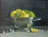 Mark Nelson, "Citrus & Silver", Oil on Board, 15x18, signed verso