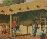Leon Loughridge, "Indian Market", oil on board, 17x20, signed lower right.