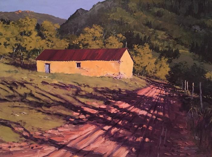 Michael Ume Untiedt, "Camina de la Cruce, I've Been Down Roads that Flow from Sea to Sea", 1998, Oil on canvas, 30" x 40", initialed lower left, signed verso