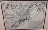 New England, New York, New Jersey, Pennsylvania map reproduction, framed