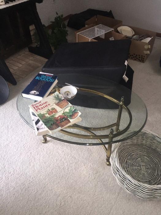 SMALL OVAL GLASS TOP TABLE