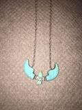 STERLING SILVER NAVAJO NATIVE AMERICAN HAND CARVED TURQUOISE EAGLE NECKLACE