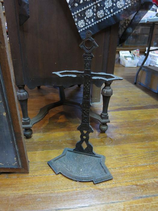 Art Deco Cast Iron Fireplace Tool Stand Or Umbrella Stand.  Picture Does Not Do It Justice!
