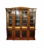DREXEL HERITAGE NEOCLASSICAL BREAKFRONT WITH LIGHTED INTERIOR, GLASS SHELVES
