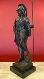 LARGE ROMAN CENTURION BRONZE SCULPTURE, ON MARBLE BASE, 26.5"H