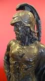 LARGE ROMAN CENTURION BRONZE SCULPTURE, ON MARBLE BASE, 26.5"H