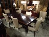 JOHN WIDDICOMB NEOCLASSICAL DINING TABLE WITH 8 CHAIRS AND LEAF