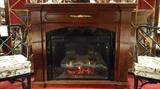 NEOCLASSICAL STYLE ELECTRIC FIREPLACE WITH FAUX FLAMES AND HEATER, COMES WITH REMOTE CONTROL FOR FLAMES AND HEATING ELEM