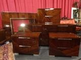 6 PIECE ITALIAN MODERN KING BEDROOM SET WITH BED, DRESSER, TALL CHEST, MIRROR, AND 2 NIGHTSTANDS