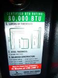 Gander Mtn Gun Safe, Model D-27, Manufacture Date: 1st/2010-1, Certified BTU Rating: 80,000 BTU, 12 Gauge Steel Body, Made in USA, Fire Rating Label