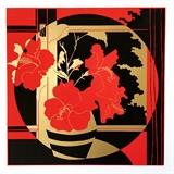 Limited edition vibrant C. Milder silk screen entitled "Hybiscus." on heavy paper. Bright red and black with beautiful gold strategically placed to create a perfect symmetry and balance.  Milder is widely known for his nudes, so this piece lends itself to more of his style for the natural landscape which was another of his more prominent subjects. Milder is a Listed artist and is highly sought after for his art. Dimensions: 23.5 in. x 23 in. Ready to frame. & Pencil and numbered Limited edition size 49/75 . Est Value: Low $250 to High $500
About the Artist, from askart.com: Cece (Cecile) Milder is active/lives in Nebraska, California. Cece Milder is known for nude, self portraits and landscape paintings, serigraphs, feminist themes.