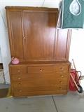 Kitchen Cupboard Cabinet - this piece is in the Garage, Small Red Wheelbarrow