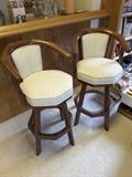 Tall Bar Stools with White Cushions Swivel