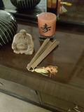 Decorative Candle, Fan and Buddha