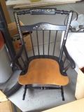 Decorative Black and Maple Rocking Chair, Hand-painted on the Edges