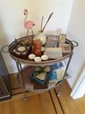 Rolling Tea Cart with Asian Collectibles