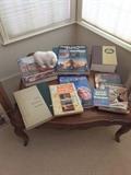 Coffee Table Square and Collection of Coffee Table Large Format Books, Atlases and Polar Bear