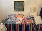 Collection of Bedding, Pillows, Sheets, various sizes. Monet Reproduction.