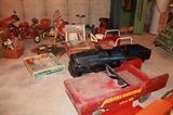 Antique pedal cars and parts.