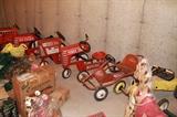 Antique pedal tractors. 
