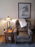 Tiffany style mission lamp. Recliner.  