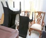 The black chairs are sold, but the two armed chairs are still available and in great condition.