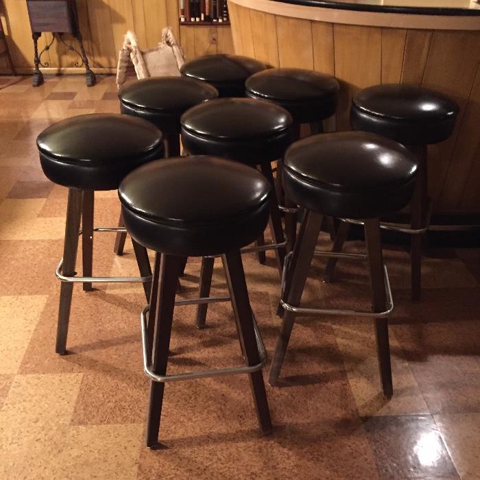 8 vintage bar stools