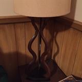mid-century teak lamp
