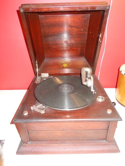 Antique Columbia "Grafonola" portable record player - so cool! And it works!!