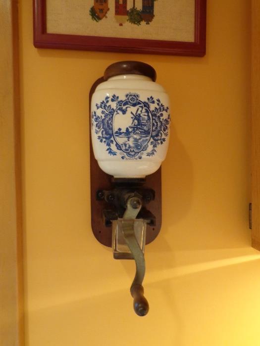 Vintage wall-mounted coffee grinder