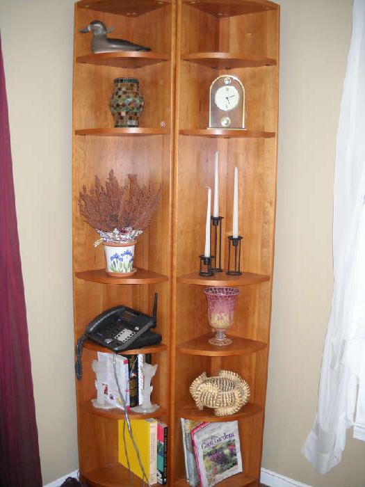 2 corner shelving units