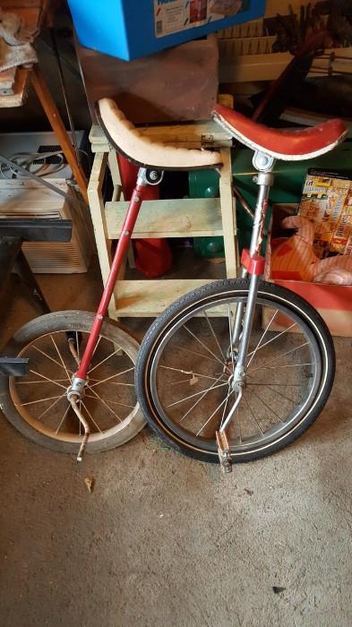 So these two unicycles were left alone in the garage...