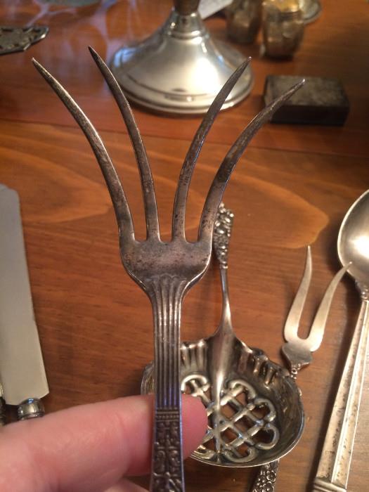 It's a wild and crazy sterling fork, 1828 Birmingham, England. Plus other fun sterling pieces.